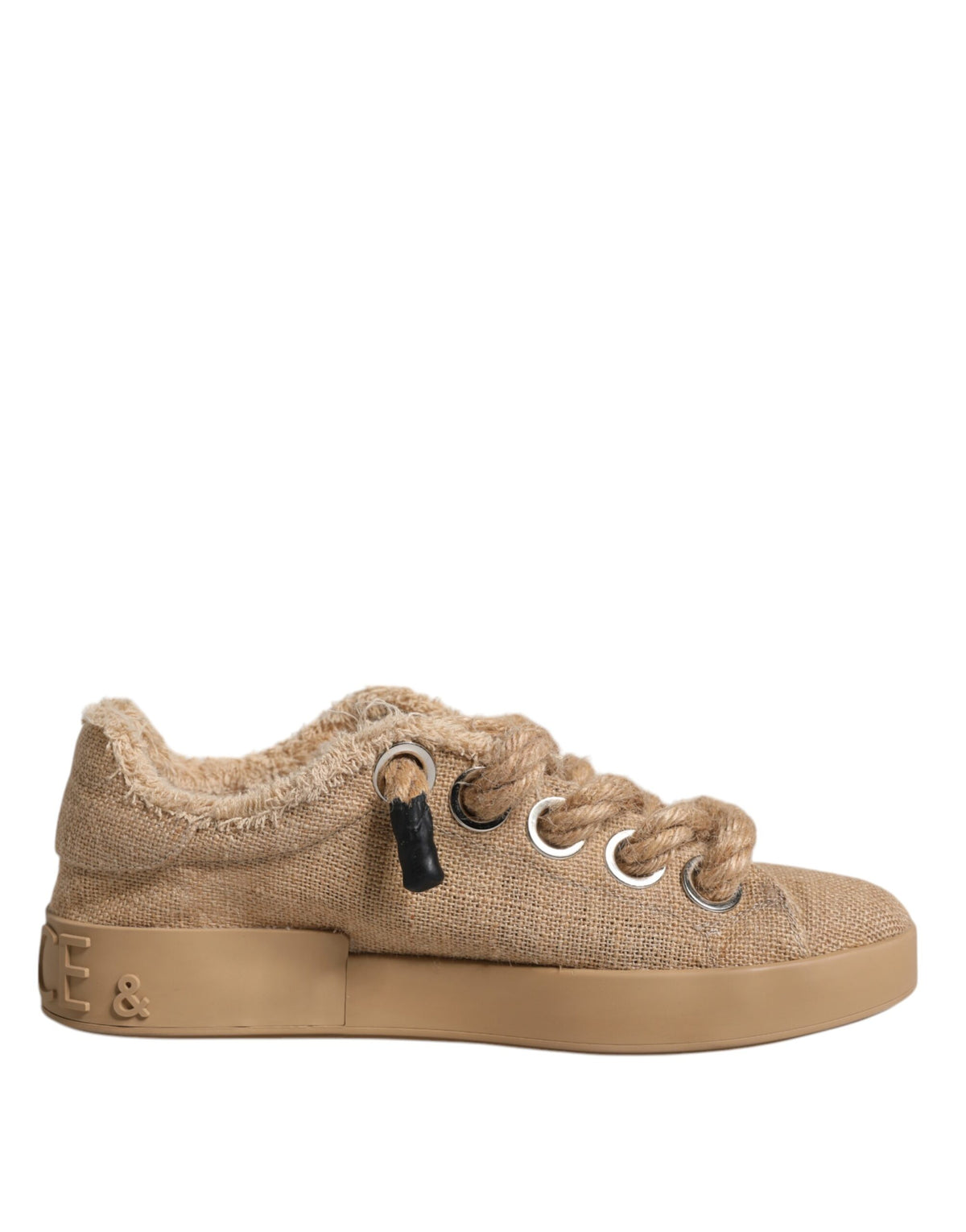 Dolce & Gabbana Men's Low Top Jute & Rubber Sneakers - Brown