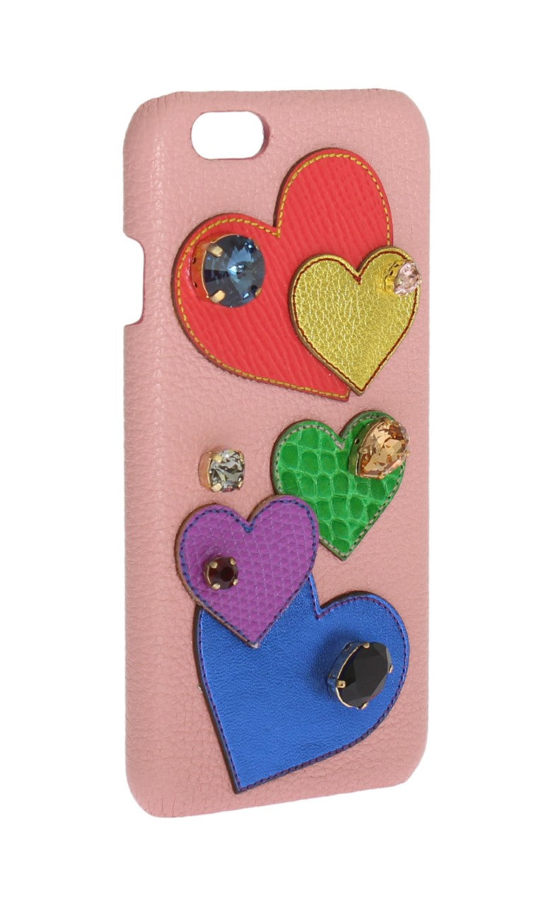 Dolce & Gabbana Pink Leather Heart Crystal iPhone 6/6s Case