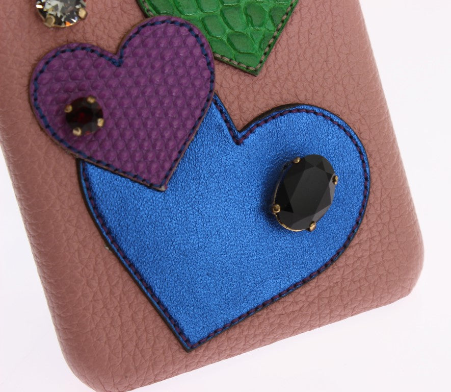 Dolce & Gabbana Pink Leather Heart Crystal iPhone 6/6s Case