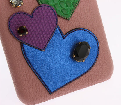 Dolce & Gabbana Pink Leather Heart Crystal iPhone 6/6s Case