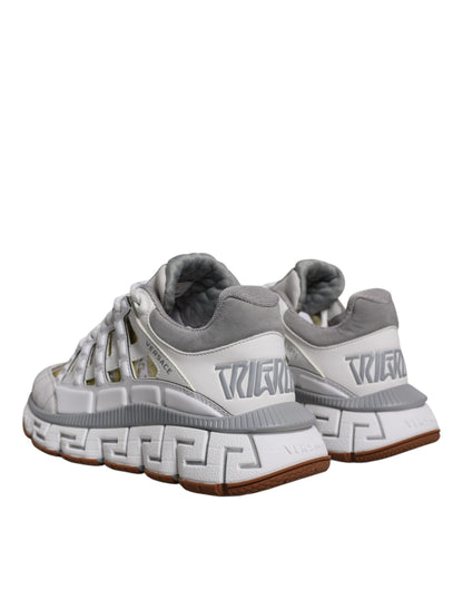 Versace Men's Low Top Cotton Polyester Polyurethane & Rubber Sneakers - White Patterned Signature Print
