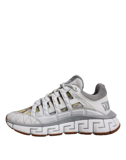 Versace Men's Low Top Cotton Polyester Polyurethane & Rubber Sneakers - White Patterned Signature Print