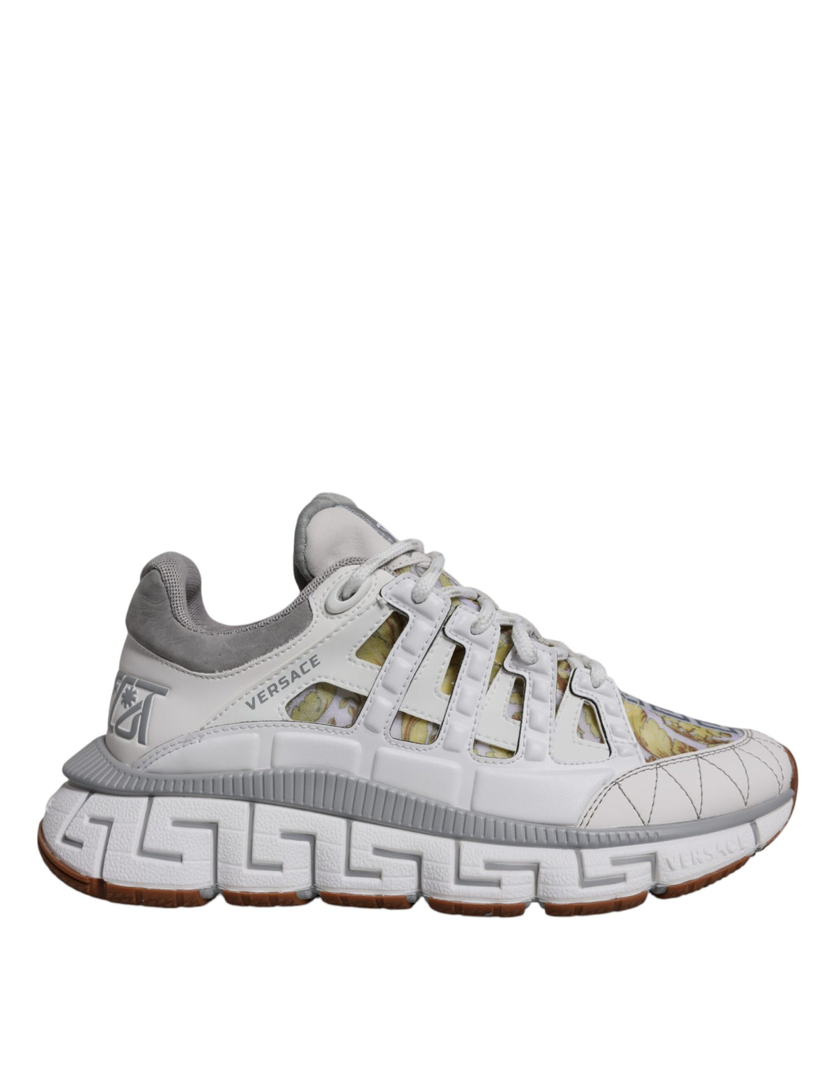 Versace Men's Low Top Cotton Polyester Polyurethane & Rubber Sneakers - White Patterned Signature Print
