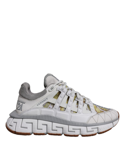 Versace Men's Low Top Cotton Polyester Polyurethane & Rubber Sneakers - White Patterned Signature Print