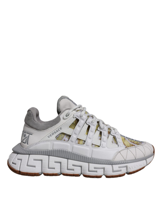 Versace Men's Low Top Cotton Polyester Polyurethane & Rubber Sneakers - White Patterned Signature Print