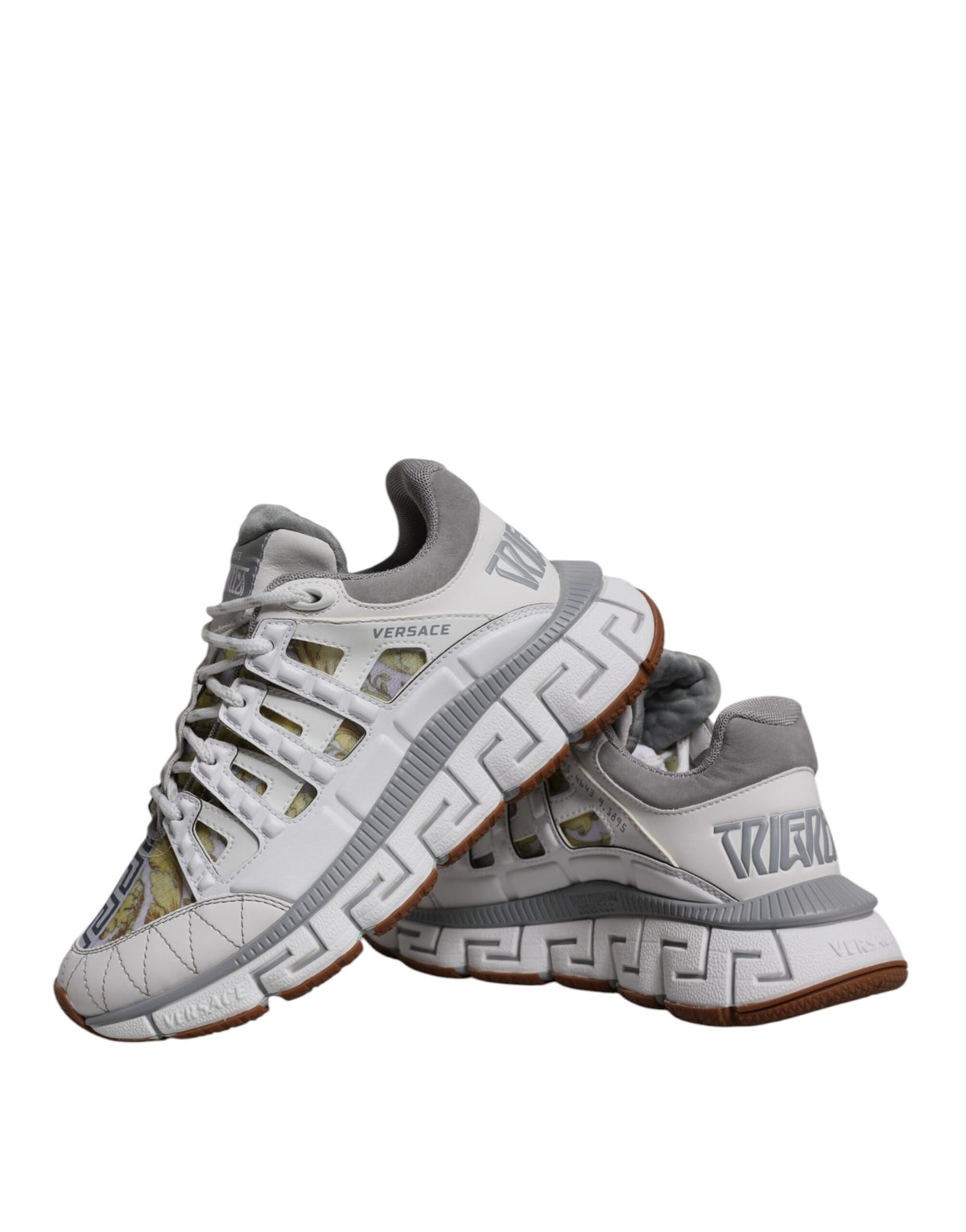 Versace Men's Low Top Cotton Polyester Polyurethane & Rubber Sneakers - White Patterned Signature Print