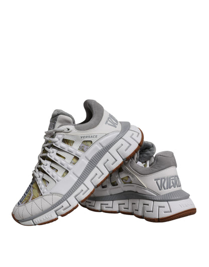 Versace Men's Low Top Cotton Polyester Polyurethane & Rubber Sneakers - White Patterned Signature Print