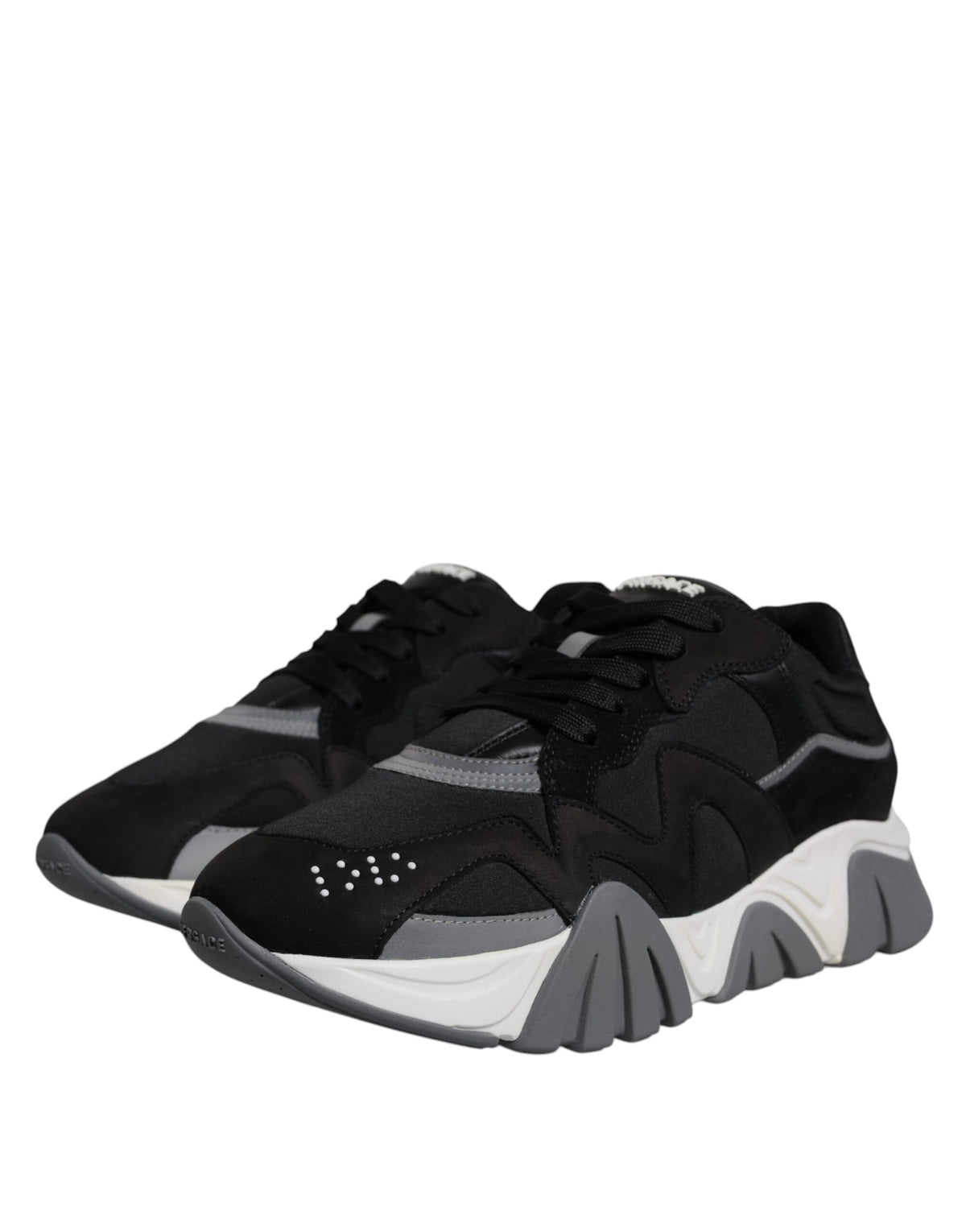 Versace Men's Low Top Chunky Cotton Leather Neoprene & Viscose Sneakers - Black