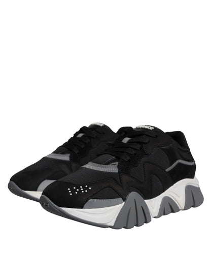 Versace Men's Low Top Chunky Cotton Leather Neoprene & Viscose Sneakers - Black