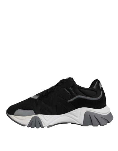 Versace Men's Low Top Chunky Cotton Leather Neoprene & Viscose Sneakers - Black