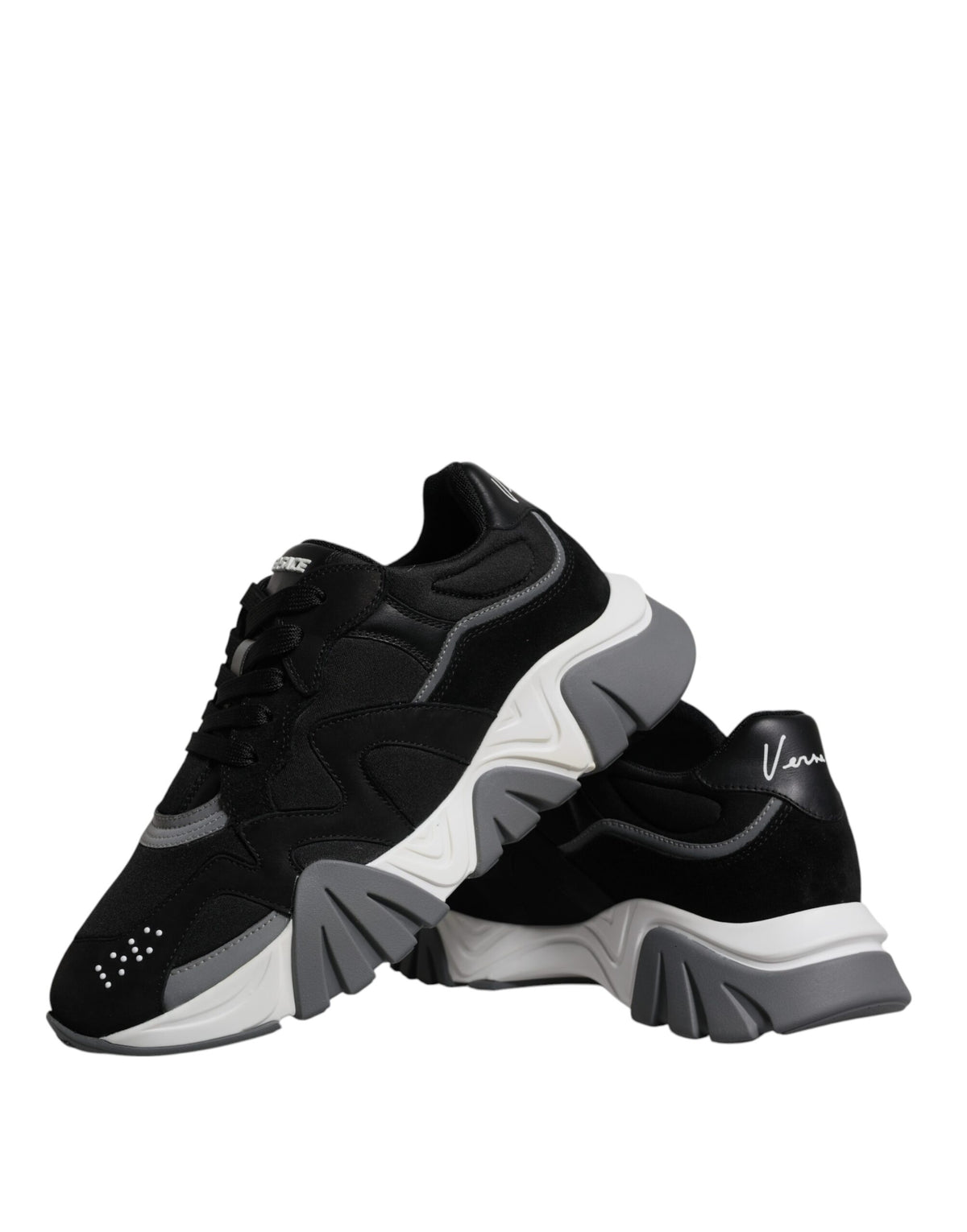 Versace Men's Low Top Chunky Cotton Leather Neoprene & Viscose Sneakers - Black