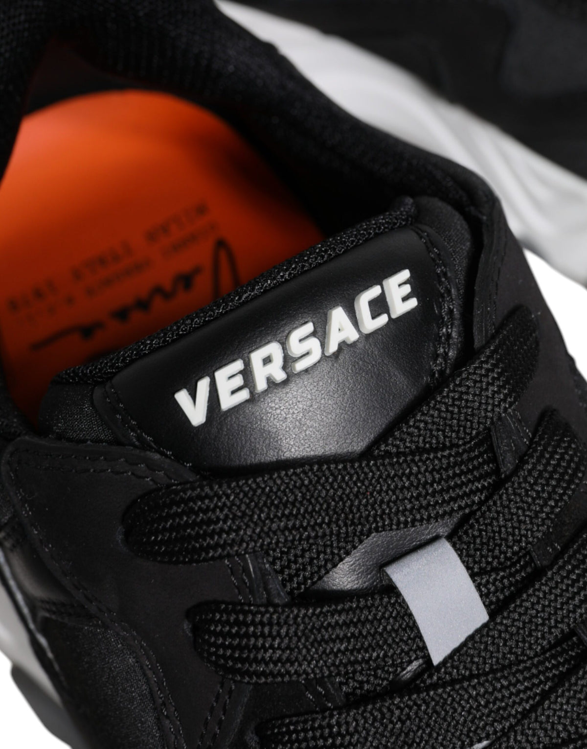 Versace Men's Low Top Chunky Cotton Leather Neoprene & Viscose Sneakers - Black