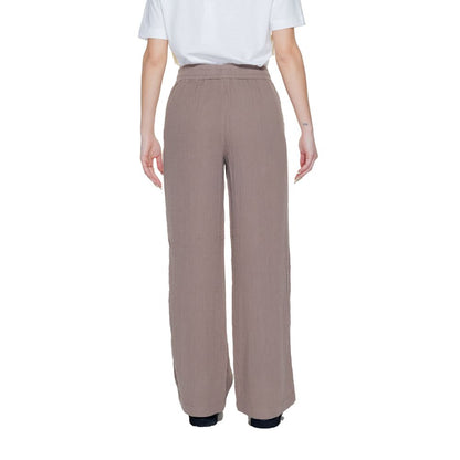 Pants by Street One for women in cotton brown features a sleek silhouette with a sleek wide, a refined long, and a sophisticated finish.