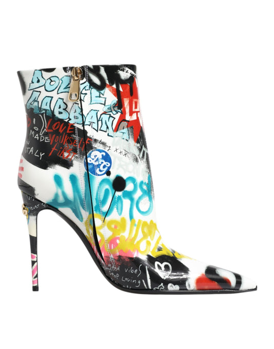 Dolce & Gabbana Women's Calf & Lamb Leather Mid-Calf Boots - Multicolor Signature Print