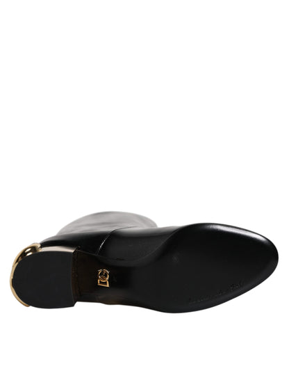 Dolce & Gabbana Black Patent Leather Vally High Boots Shoes
