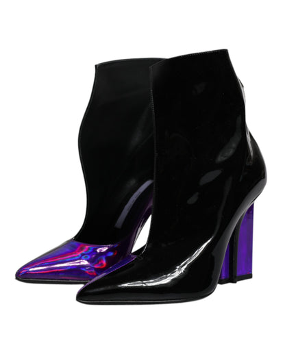 Dolce & Gabbana Women's Leather Ankle Boots - Black Purple