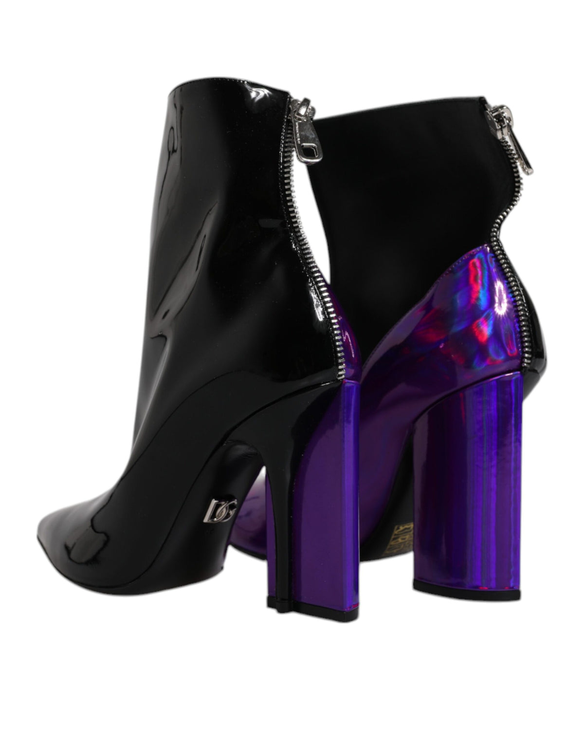 Dolce & Gabbana Women's Leather Ankle Boots - Black Purple