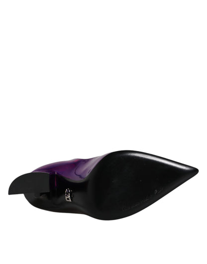 Dolce & Gabbana Women's Leather Ankle Boots - Black Purple