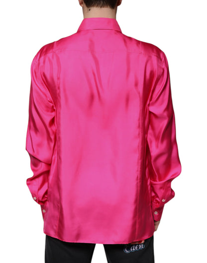Dolce & Gabbana Men's Regular Fit Long-Sleeve Silk Shirt - Pink