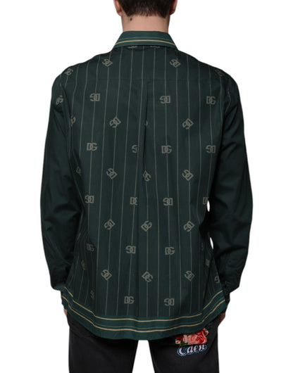 Dolce & Gabbana Men's Regular Fit Long-Sleeve Cotton Shirt - Dark Green Print