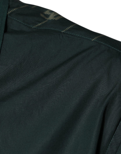 Dolce & Gabbana Men's Regular Fit Long-Sleeve Cotton Shirt - Dark Green Print