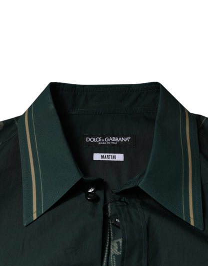 Dolce & Gabbana Men's Regular Fit Long-Sleeve Cotton Shirt - Dark Green Print