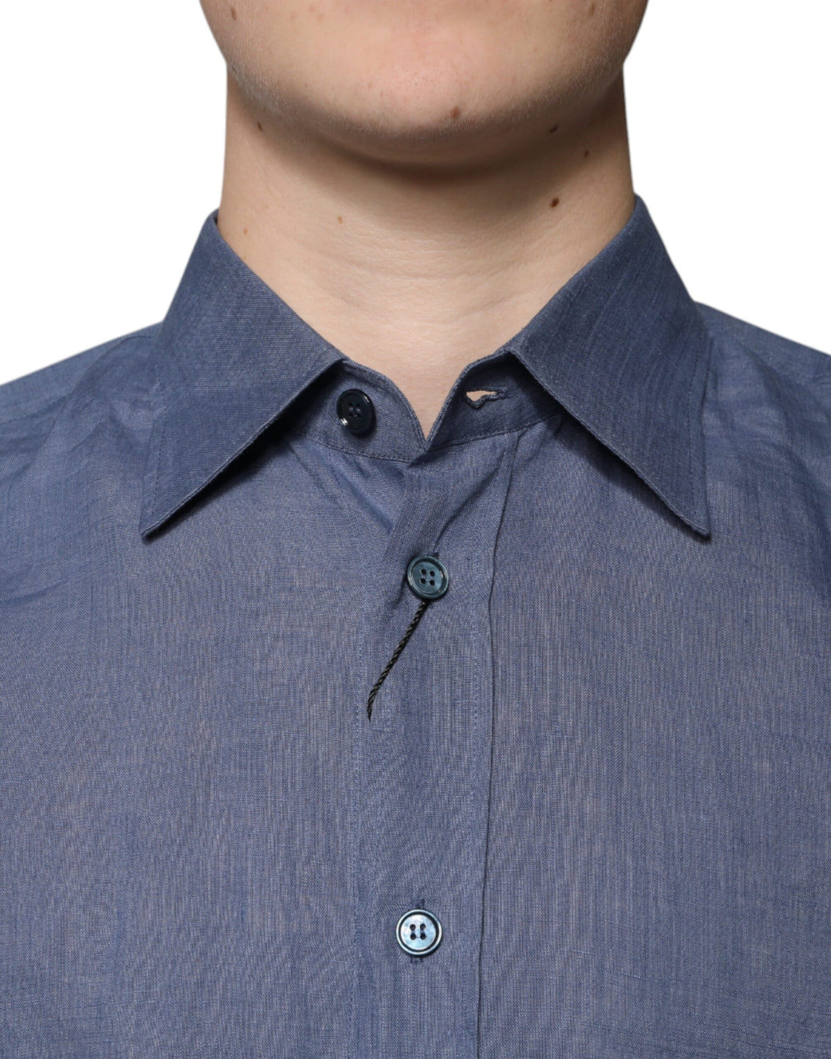 Dolce & Gabbana Men's Regular Fit Long-Sleeve Flax Shirt - Blue