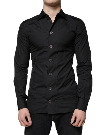 Dolce & Gabbana Men's Slim Long-Sleeve Cotton Dress Shirt - Black