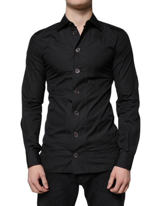 Dolce & Gabbana Men's Slim Long-Sleeve Cotton Dress Shirt - Black