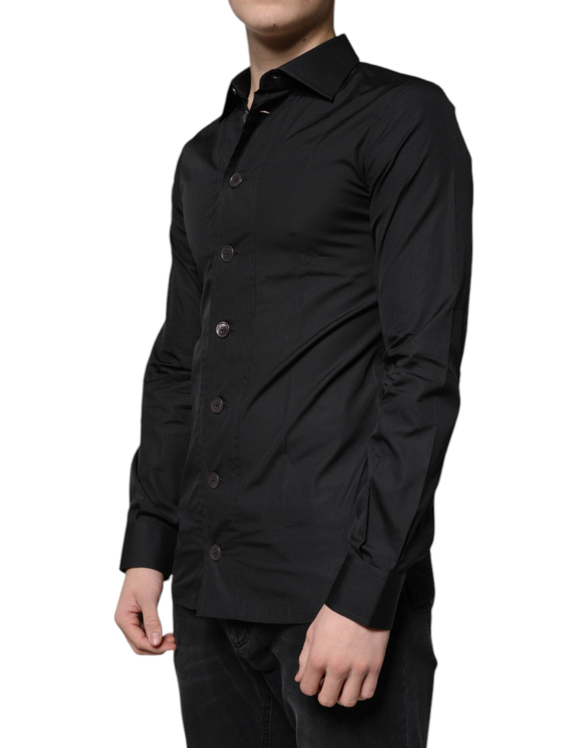 Dolce & Gabbana Men's Slim Long-Sleeve Cotton Dress Shirt - Black