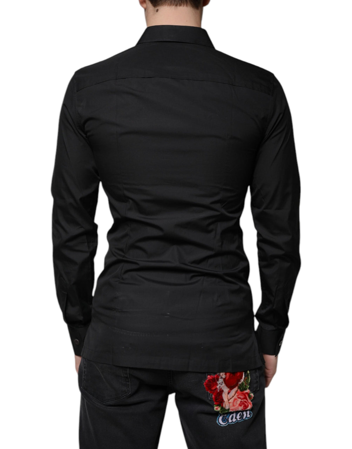 Dolce & Gabbana Men's Slim Long-Sleeve Cotton Dress Shirt - Black