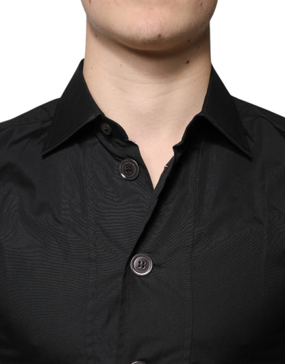 Dolce & Gabbana Men's Slim Long-Sleeve Cotton Dress Shirt - Black