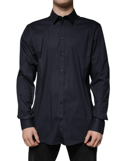 Dolce & Gabbana Men's Slim Long-Sleeve Stretch Cotton & Nylon Dress Shirt - Black Gold