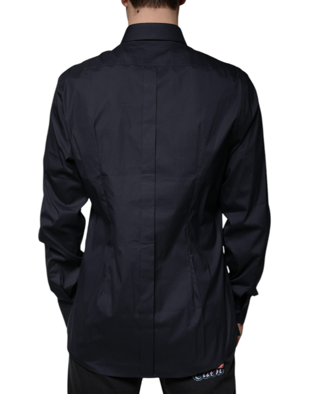 Dolce & Gabbana Men's Slim Long-Sleeve Stretch Cotton & Nylon Dress Shirt - Black Gold