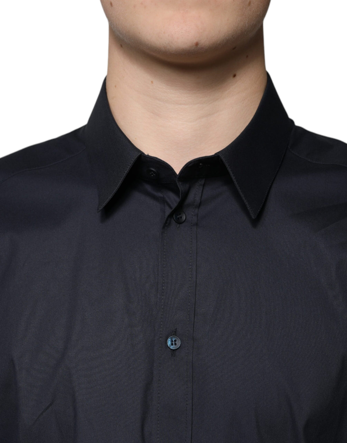 Dolce & Gabbana Men's Slim Long-Sleeve Stretch Cotton & Nylon Dress Shirt - Black Gold