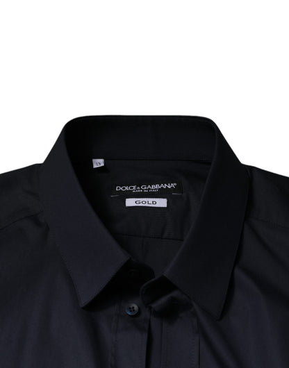 Dolce & Gabbana Men's Slim Long-Sleeve Stretch Cotton & Nylon Dress Shirt - Black Gold