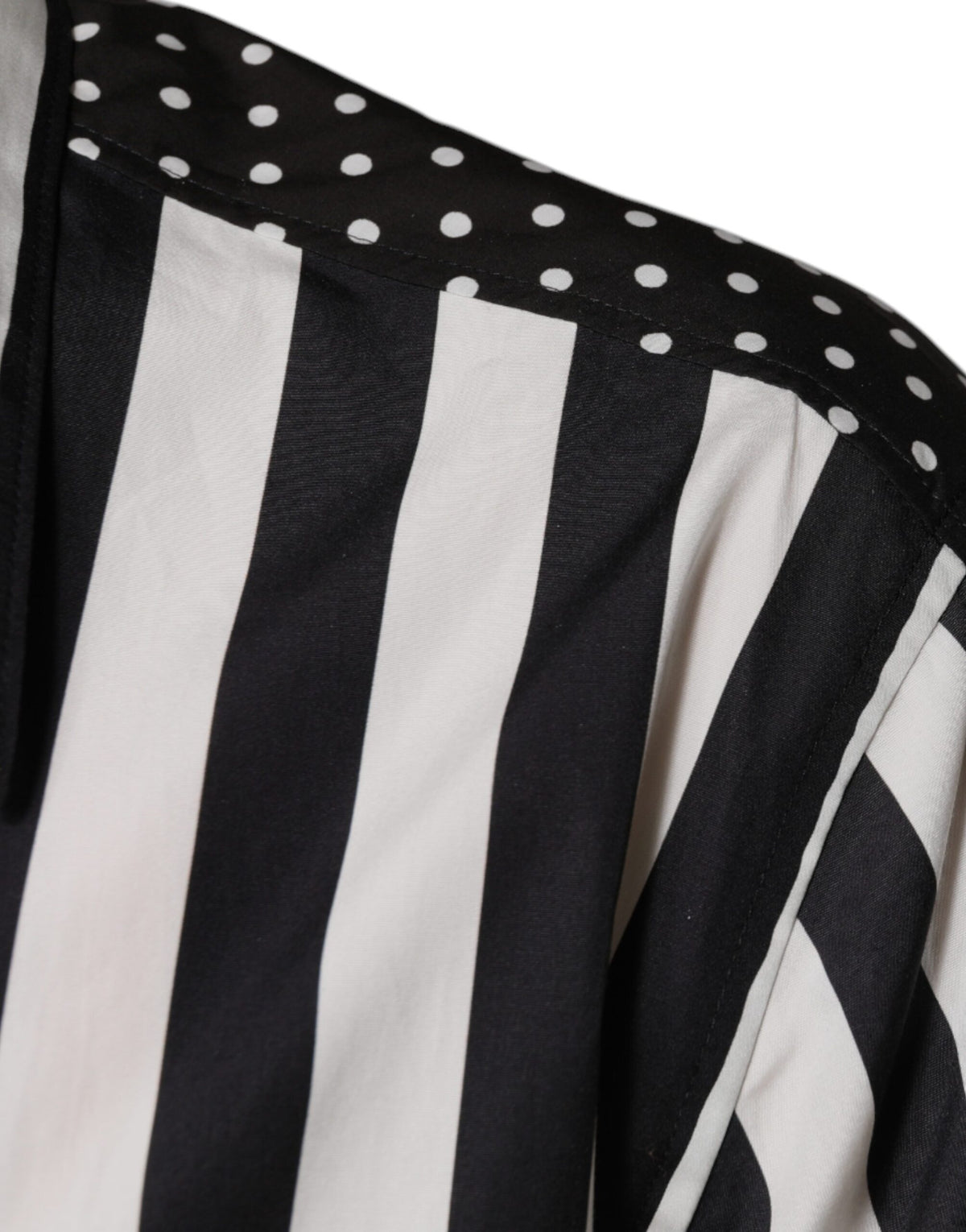 Dolce & Gabbana Men's Regular Fit Short-Sleeve Cotton Shirt - Black White Striped