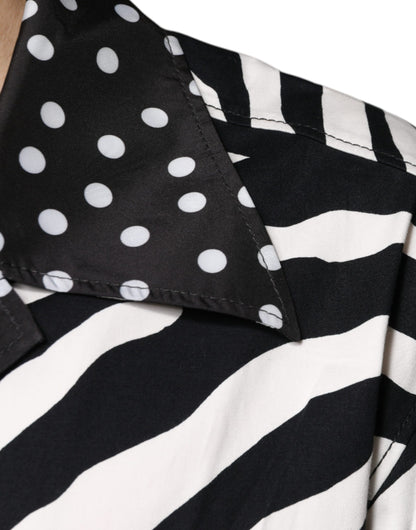 Dolce & Gabbana Men's Oversized Stretch Cotton & Nylon Shirt - Animal Black White Zebra Print