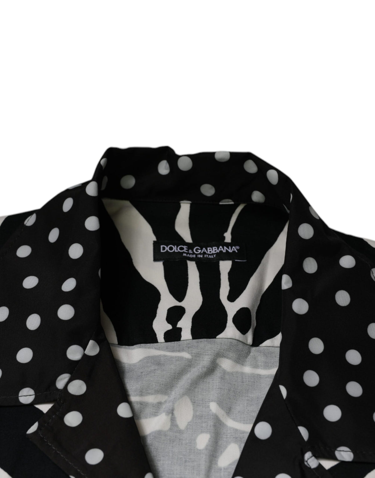 Dolce & Gabbana Men's Oversized Stretch Cotton & Nylon Shirt - Animal Black White Zebra Print