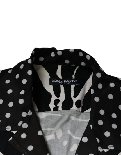 Dolce & Gabbana Men's Oversized Stretch Cotton & Nylon Shirt - Animal Black White Zebra Print