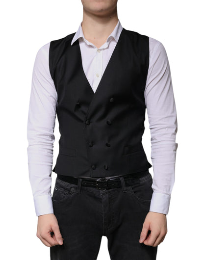 Dolce & Gabbana Men's Virgin Wool Polyester & Silk Vest - Black