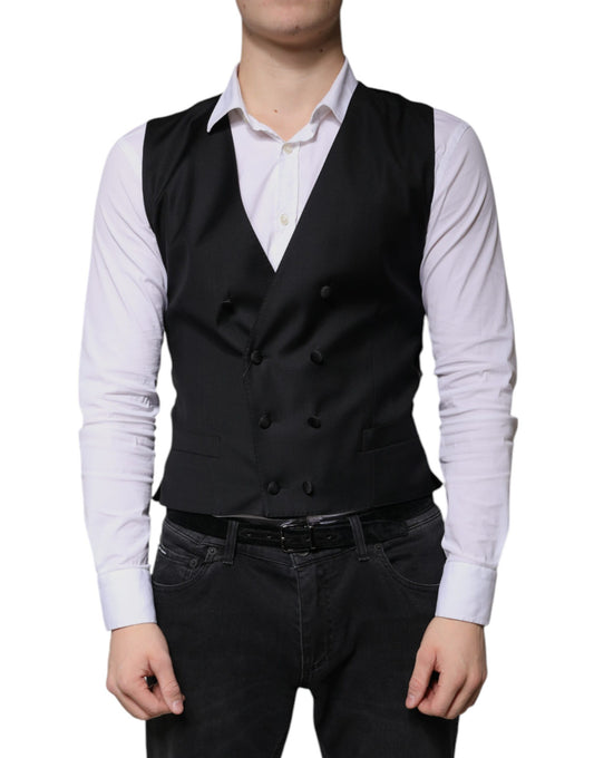 Dolce & Gabbana Men's Virgin Wool Polyester & Silk Vest - Black