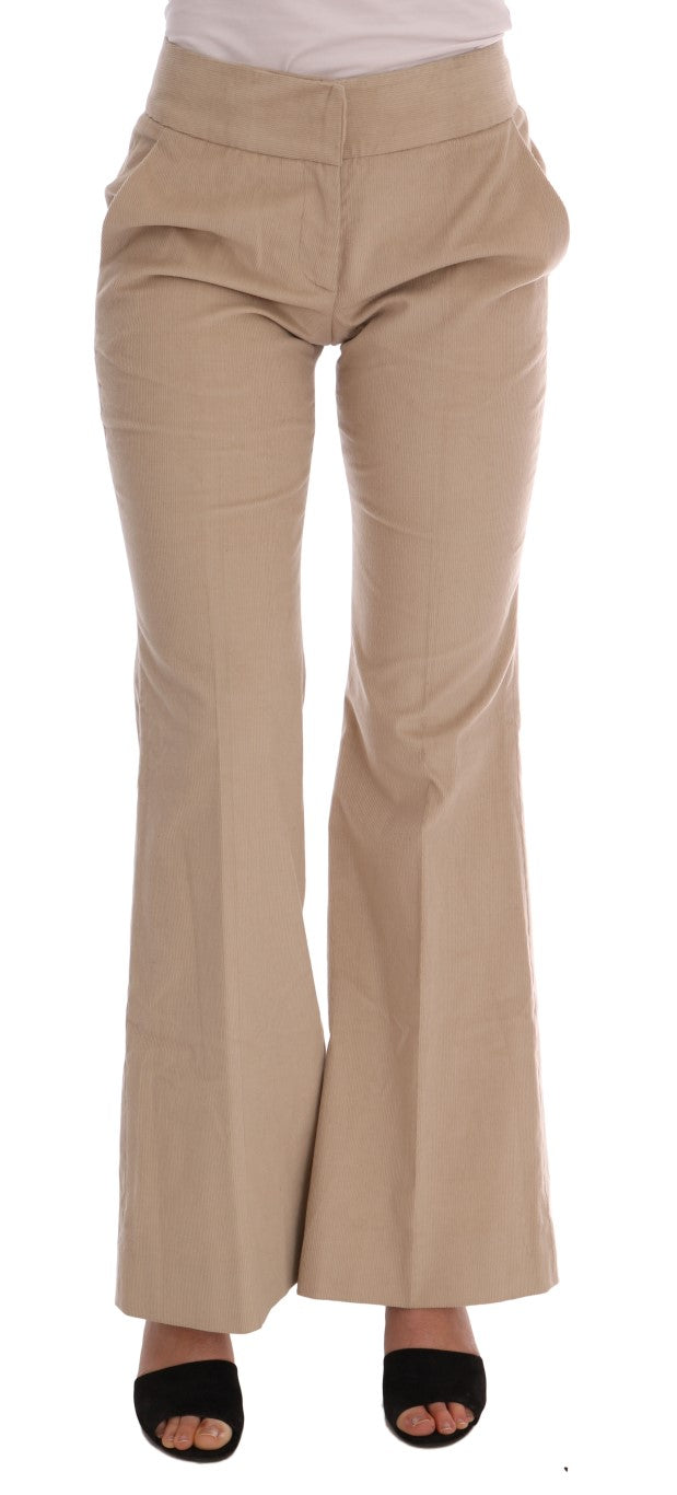 Beige Cotton Bootcut Pants – Moon Behind The Hill