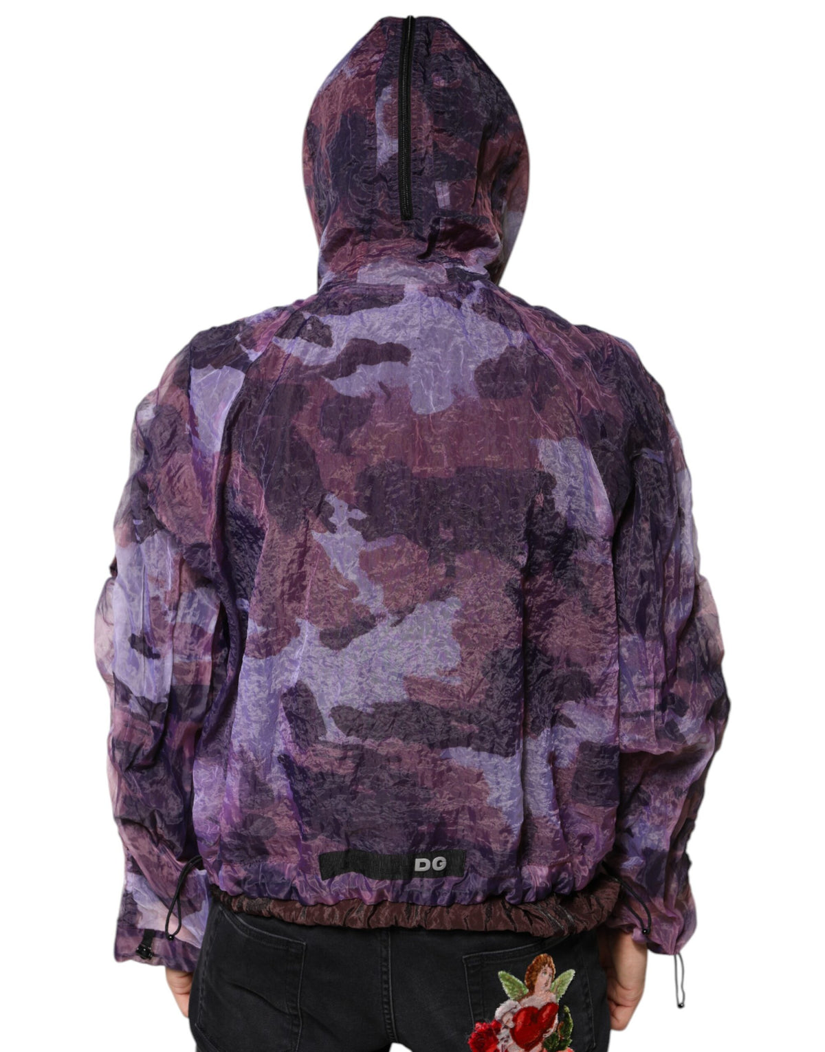 Dolce & Gabbana Men's Blouson Nylon Polyester & Viscose Hooded Jacket - Purple Camouflage