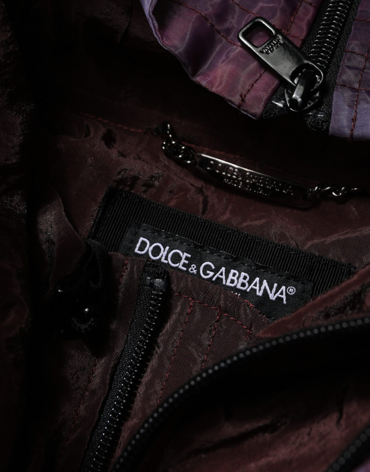 Dolce & Gabbana Men's Blouson Nylon Polyester & Viscose Hooded Jacket - Purple Camouflage