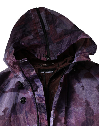Dolce & Gabbana Men's Blouson Nylon Polyester & Viscose Hooded Jacket - Purple Camouflage
