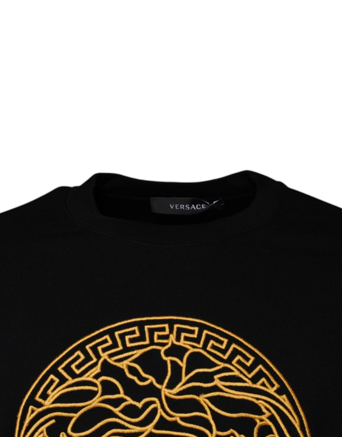 Versace Medusa Men's Crew Neck Cotton Sweater - Black Gold