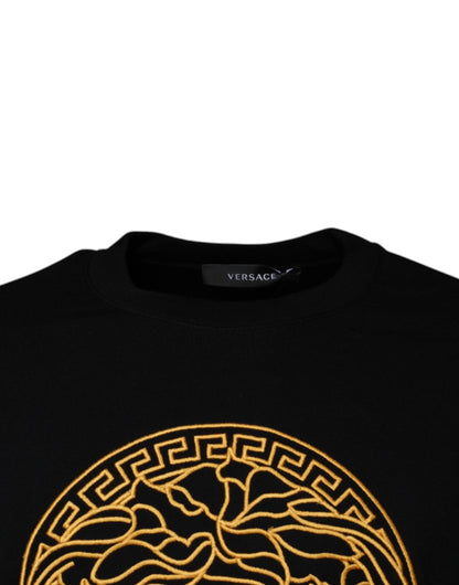 Versace Medusa Men's Crew Neck Cotton Sweater - Black Gold