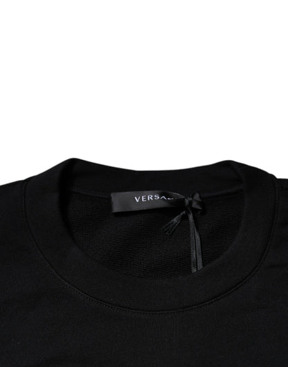 Versace Medusa Men's Crew Neck Cotton Sweater - Black Gold
