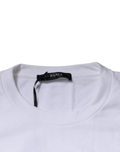 Versace Medusa Men's Crew Neck Cotton Sweater - Gold White
